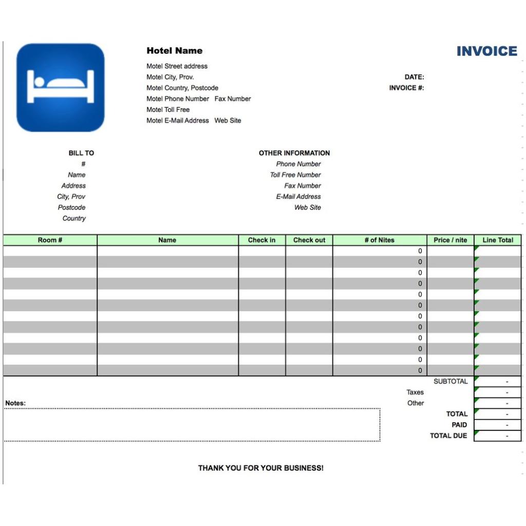 Hotel Pro Forma Excel Template
