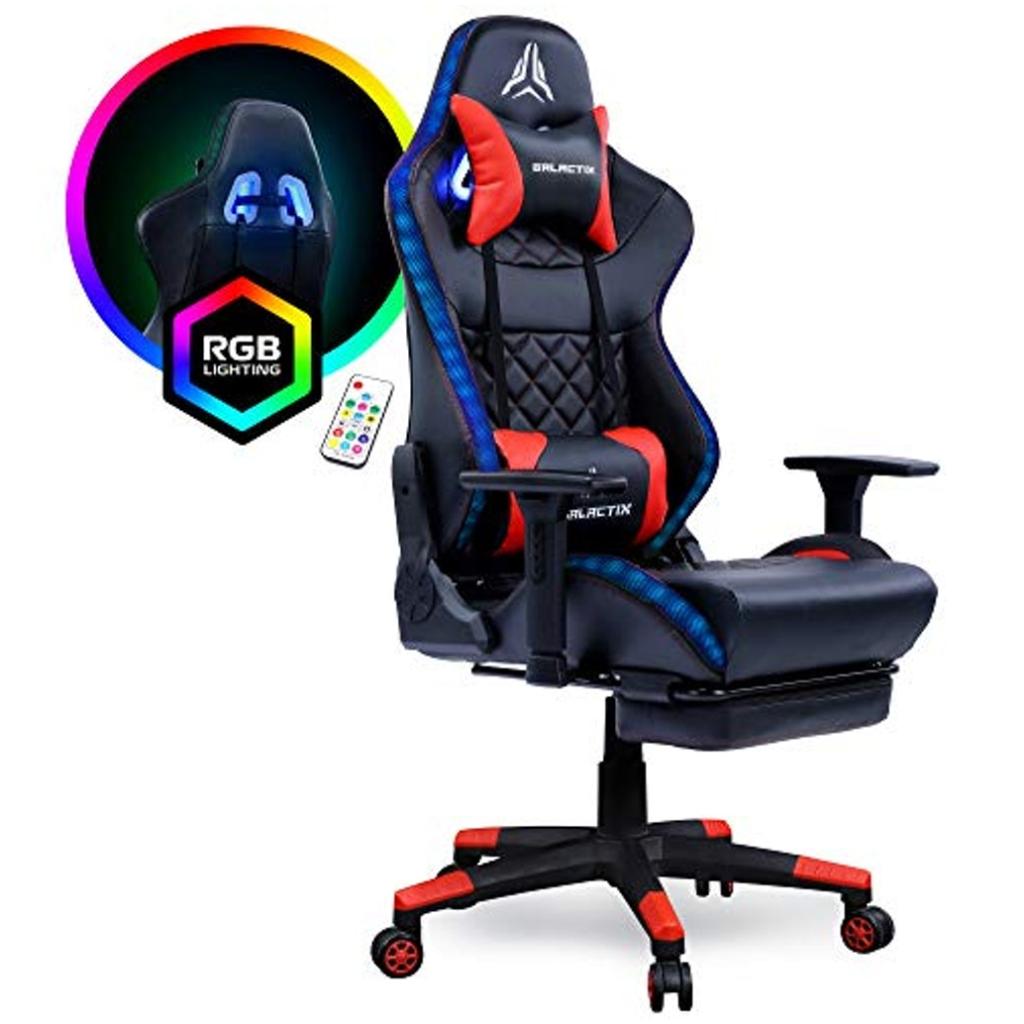 Dual Rgb Lighting Gaming Chair Ergonomic Computer Gaming Chair With Lumbar Support Gaming Chair With Footrest Led Gaming Chair For Adults Ga