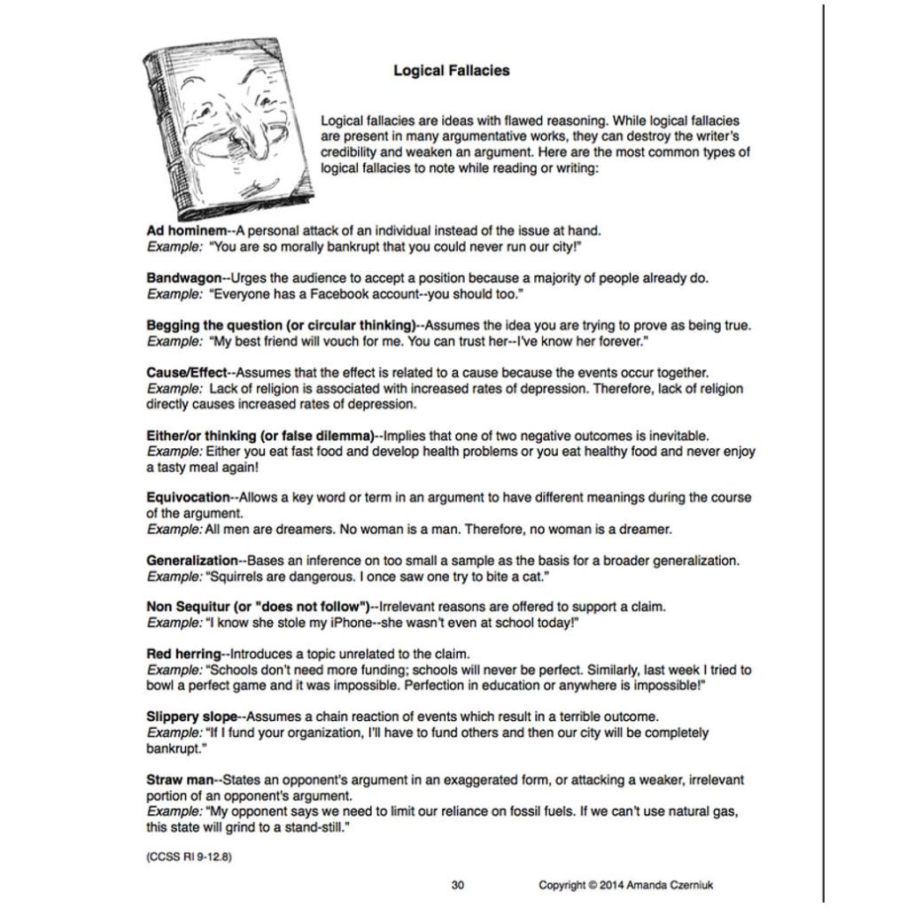 Logical Fallacies Worksheet Answer Key !NEW! With Logical Fallacies Worksheet With Answers