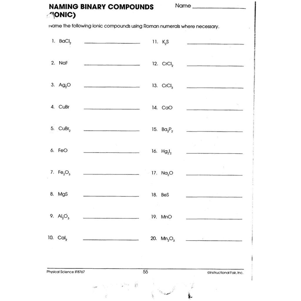 Extra Quality] Binary Ionic And Covalent Compounds Worksheet With Regard To Simple Binary Ionic Compounds Worksheet