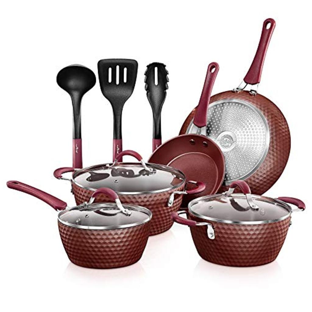 Nutrichef Nonstick Cookware Excilon Home Kitchen Ware Pots Pan Set With Saucepan Frying Pans Cooking Pots Lids Utensil Ptfe Pfoa Pfos